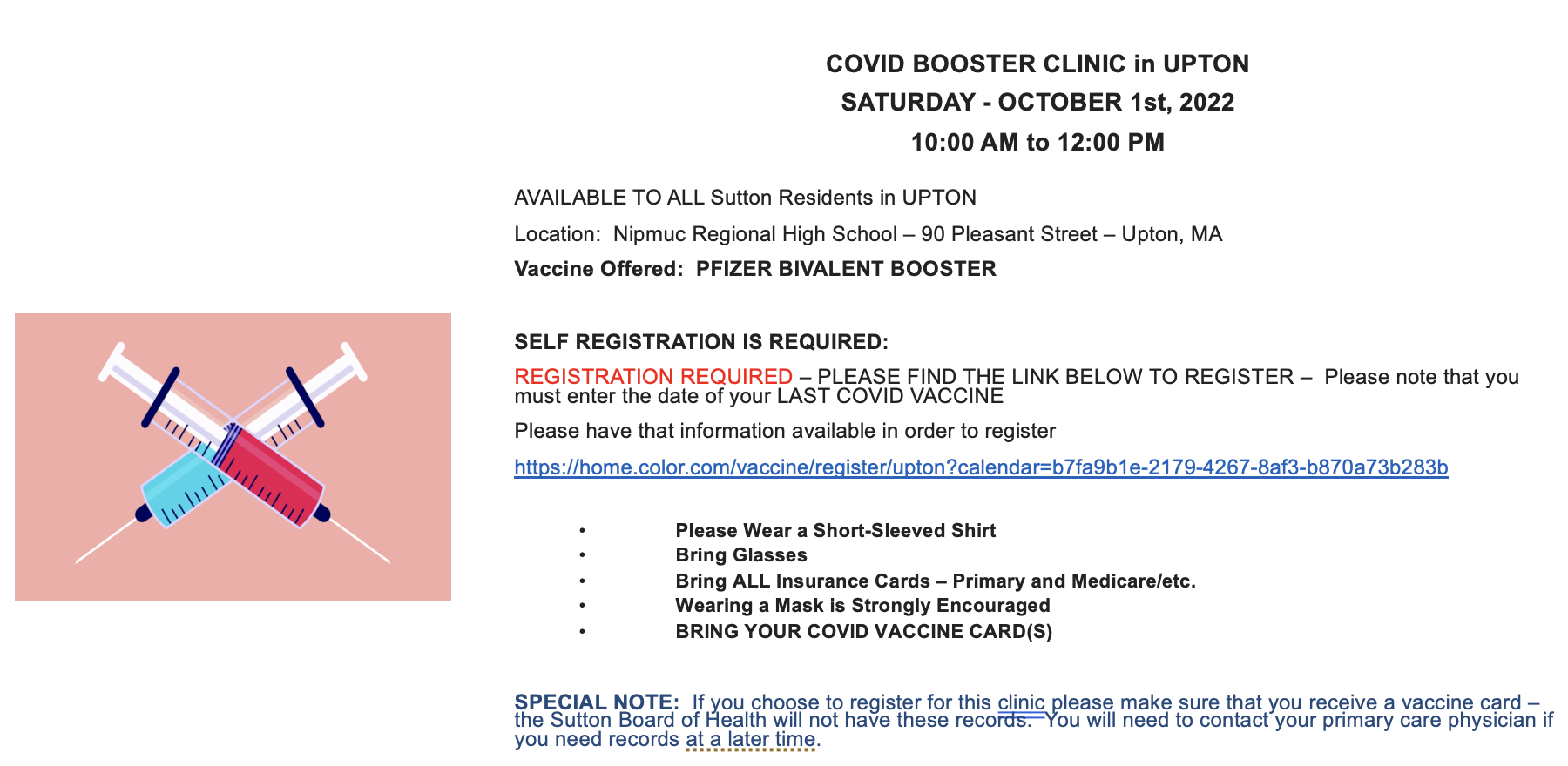 slide with clinic details