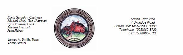 Town Seal , list of BOS members, Town of Sutton contact info