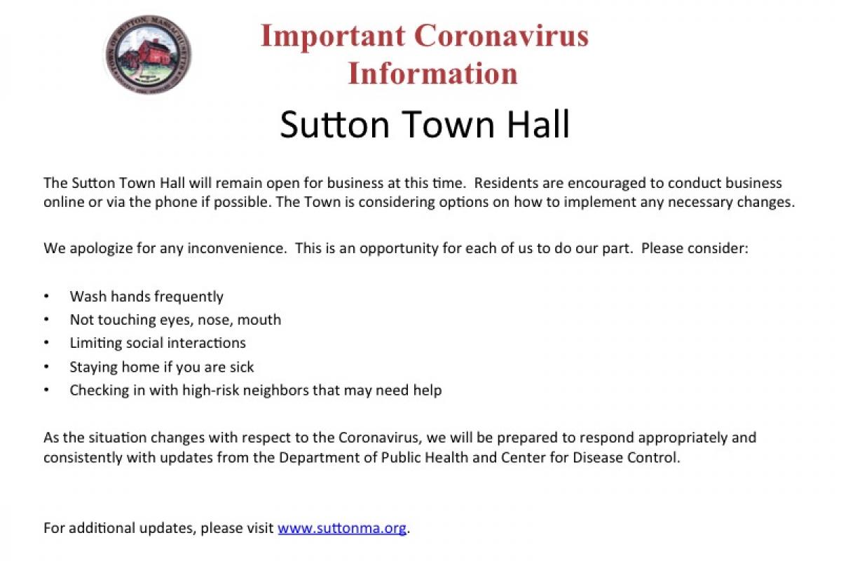 Town of Sutton Coronavirus Info