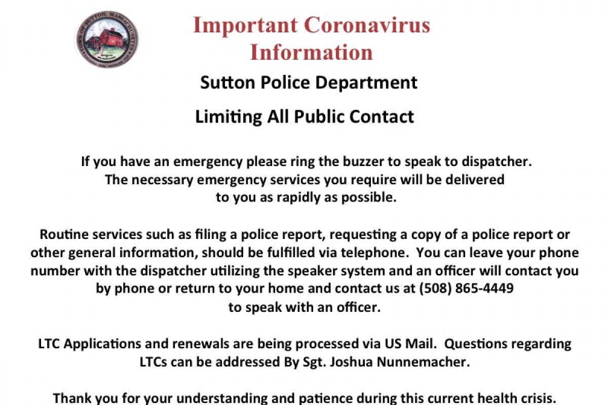 Sutton Police Department Updates