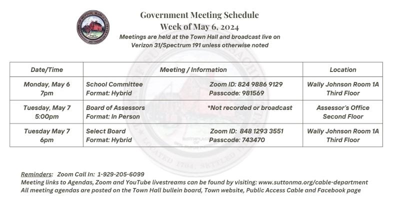Government Meetings Week of 5/6/24