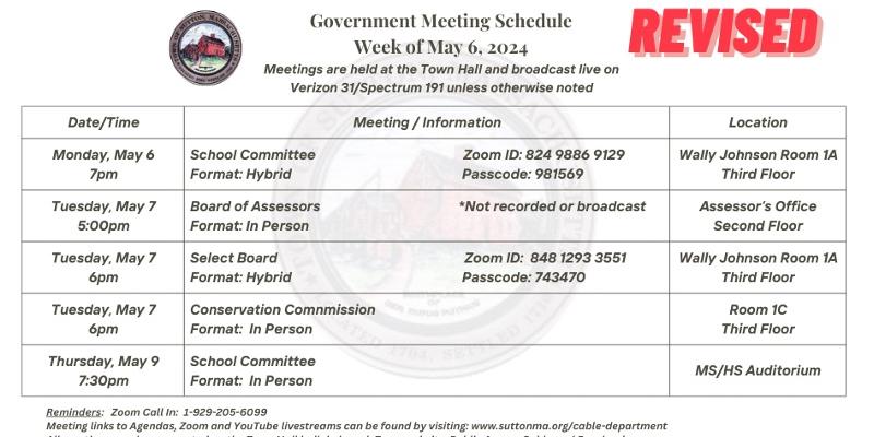 Government Meetings Week of 5/6/24